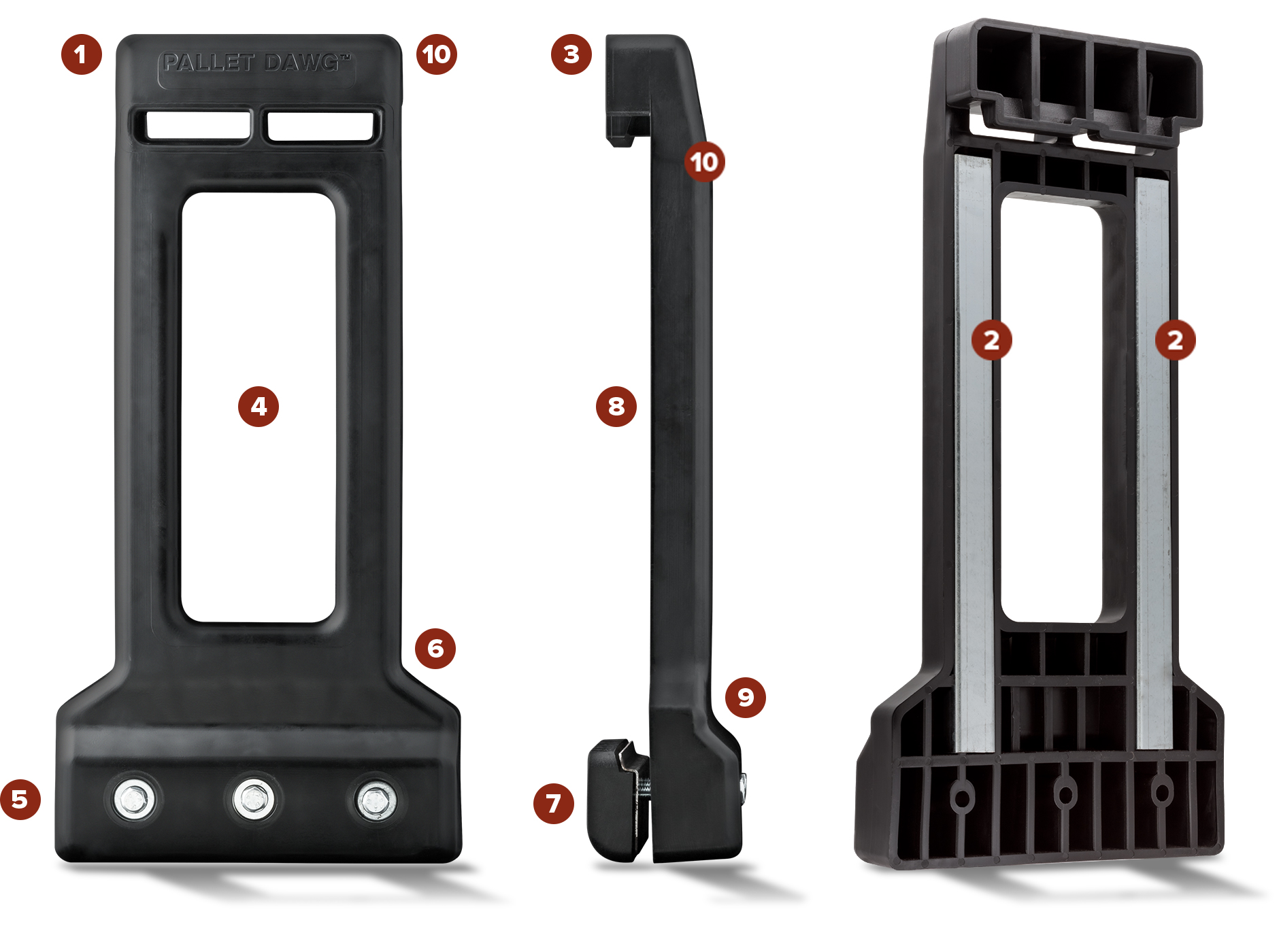 Bull Dawg heavy-duty pallet guard with two steel bars withstands extreme cold temperatures and strong forklift impacts